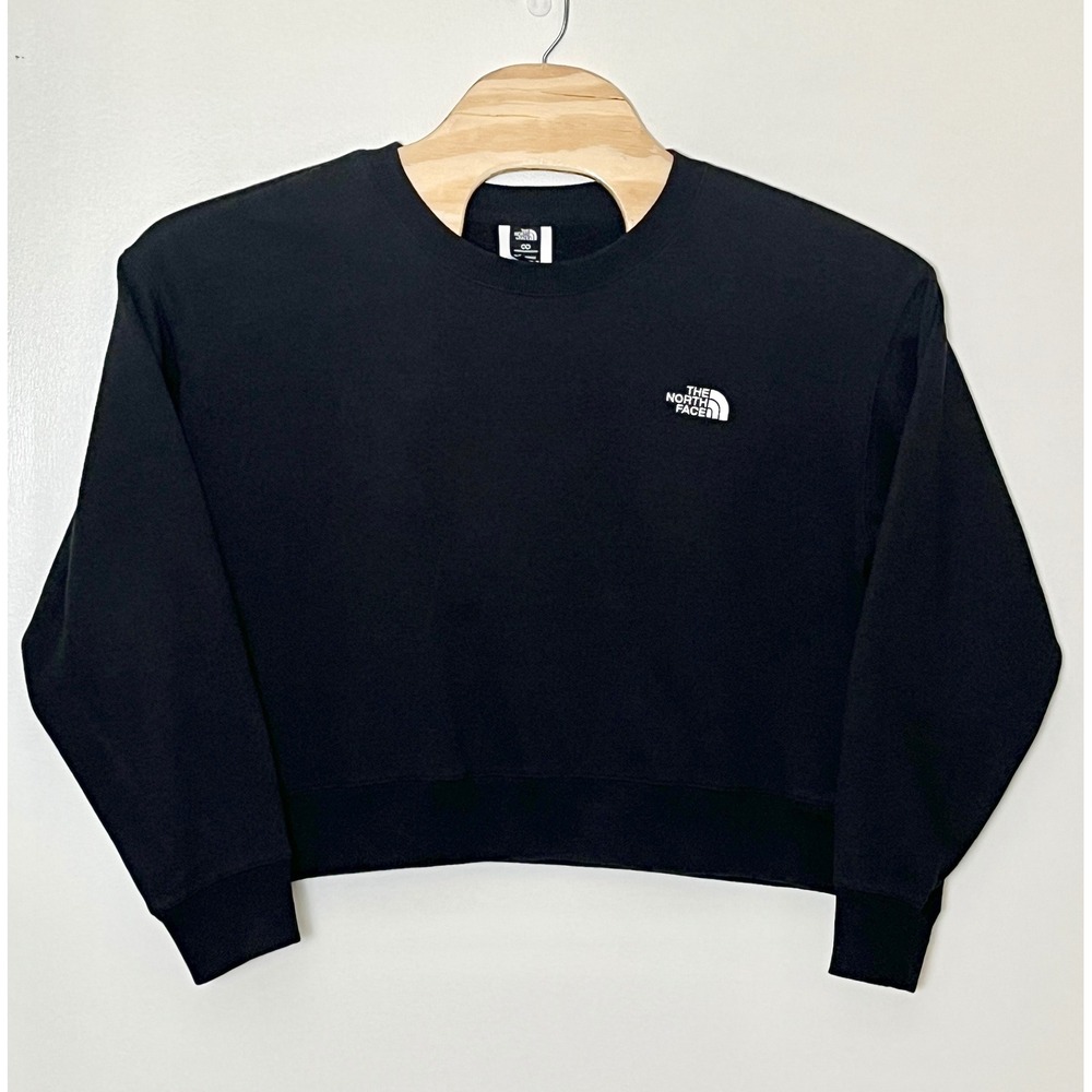 The North Face Cropped Crewneck Sweatshirt Women's Medium Black Circular Design